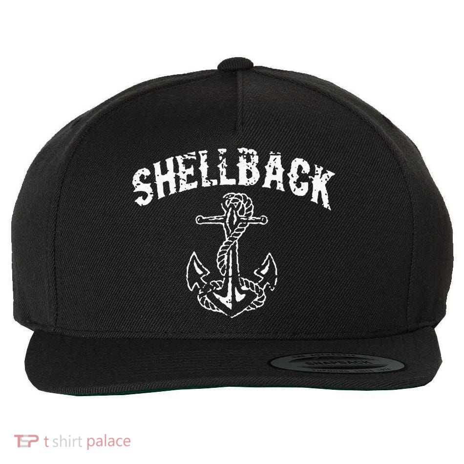 Shellback Equator Crossing Pirate Skull Distressed Design Wool Snapback Cap