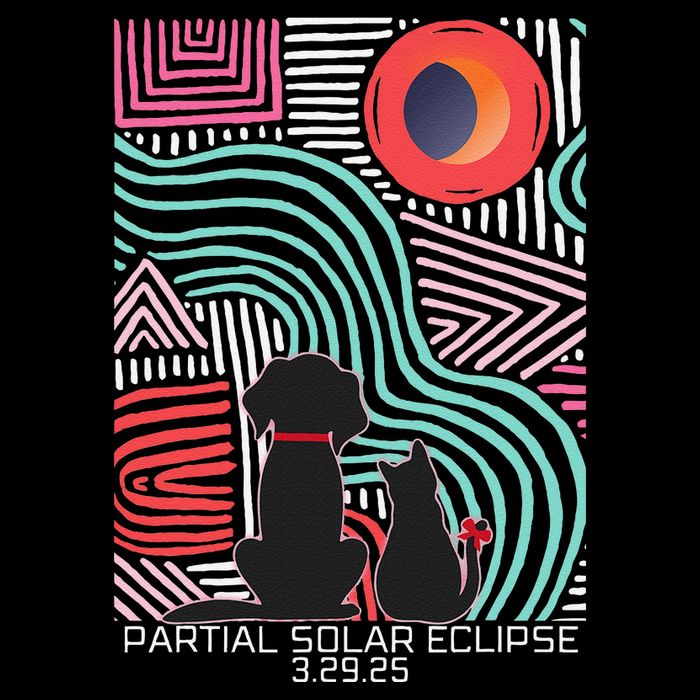 Solar Eclipse Cat Dog 2025 Partial Solar Eclipse 03.29.25 Tall T-Shirt
