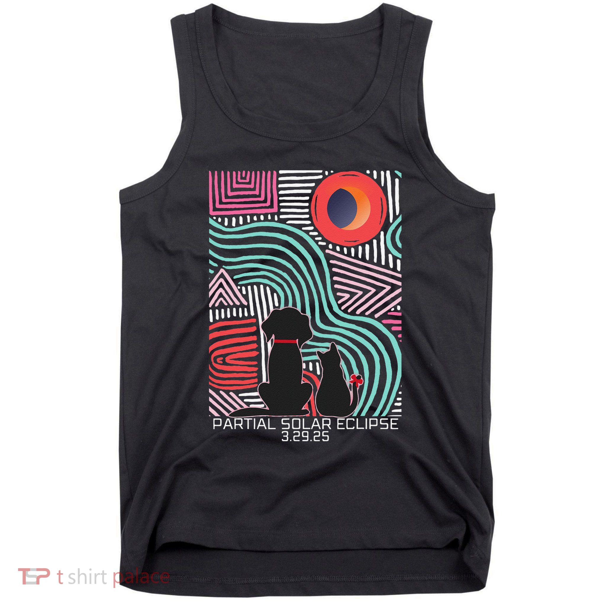 Solar Eclipse Cat Dog 2025 Partial Solar Eclipse 03.29.25 Tank Top
