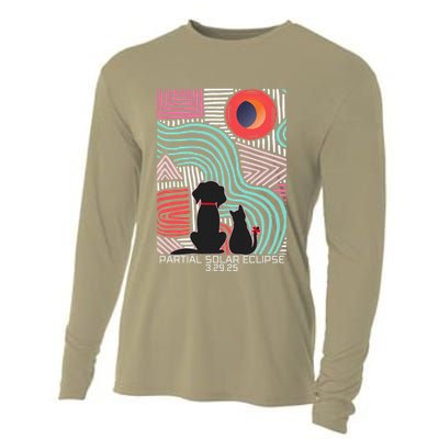 Solar Eclipse Cat Dog 2025 Partial Solar Eclipse 03.29.25 Cooling Performance Long Sleeve Crew