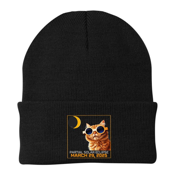 Solar Eclipse Cat 2025 Partial Solar Eclipse 03.29.25 Knit Cap Winter Beanie