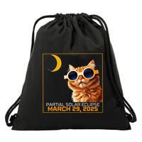 Solar Eclipse Cat 2025 Partial Solar Eclipse 03.29.25 Drawstring Bag