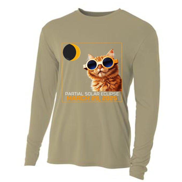 Solar Eclipse Cat 2025 Partial Solar Eclipse 03.29.25 Cooling Performance Long Sleeve Crew