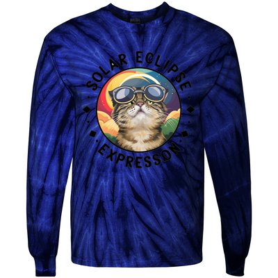 Solar Eclipse Cat Spectacle Tie-Dye Long Sleeve Shirt