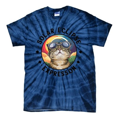 Solar Eclipse Cat Spectacle Tie-Dye T-Shirt