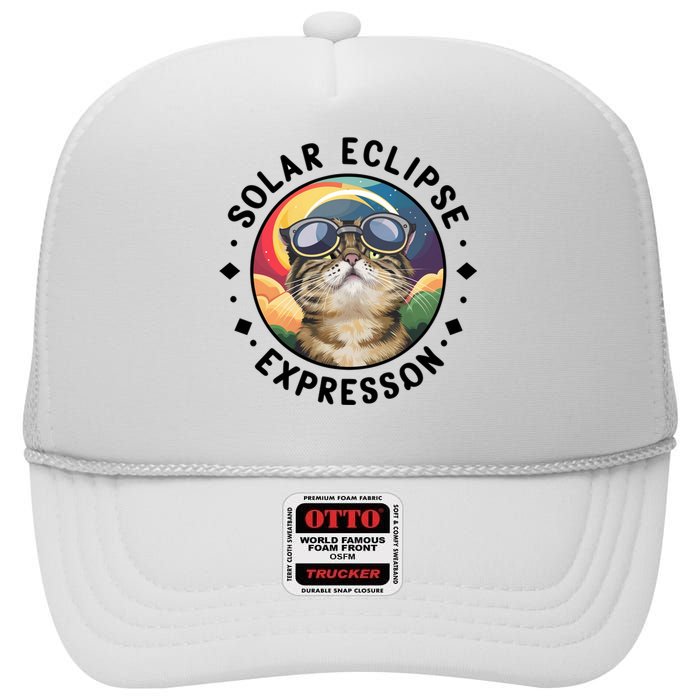 Solar Eclipse Cat Spectacle High Crown Mesh Back Trucker Hat