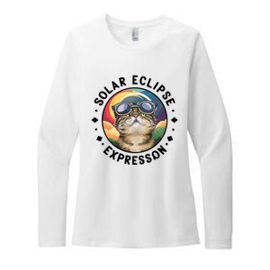 Solar Eclipse Cat Spectacle Womens CVC Long Sleeve Shirt