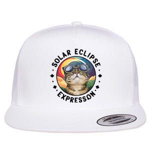 Solar Eclipse Cat Spectacle Flat Bill Trucker Hat