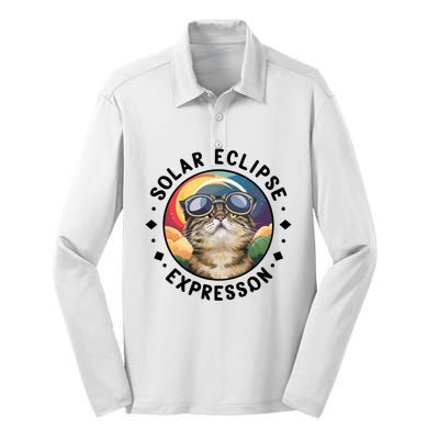 Solar Eclipse Cat Spectacle Silk Touch Performance Long Sleeve Polo