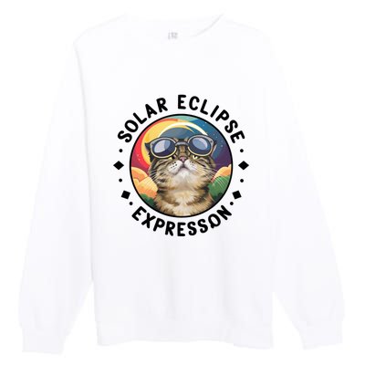 Solar Eclipse Cat Spectacle Premium Crewneck Sweatshirt