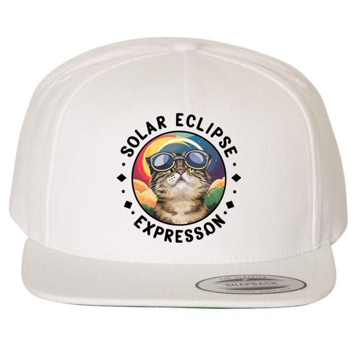 Solar Eclipse Cat Spectacle Wool Snapback Cap