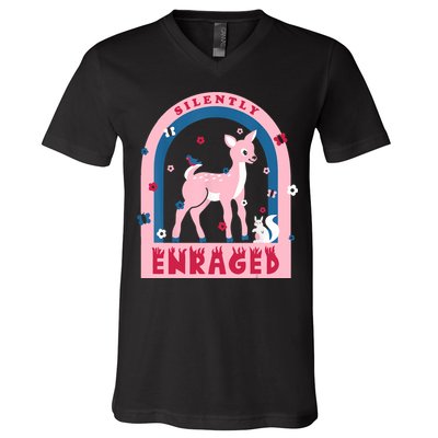 Silently Enraged Christmas Holidays Casual V-Neck T-Shirt