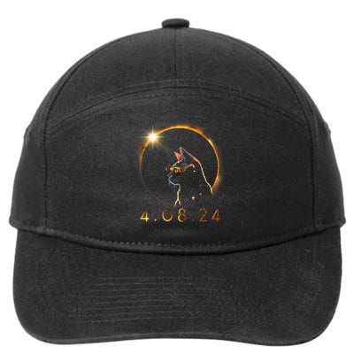 Solar Eclipse Cat Wearing Solar Eclipse Glasses 7-Panel Snapback Hat