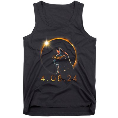 Solar Eclipse Cat Wearing Solar Eclipse Glasses Tank Top