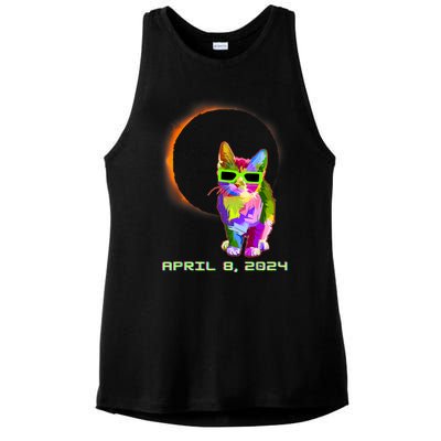 Solar Eclipse Cat Wearing Solar Eclipse Glasses Ladies PosiCharge Tri-Blend Wicking Tank