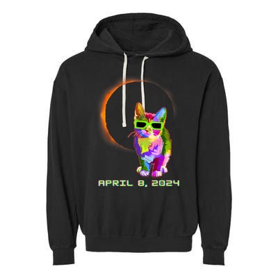 Solar Eclipse Cat Wearing Solar Eclipse Glasses Garment-Dyed Fleece Hoodie