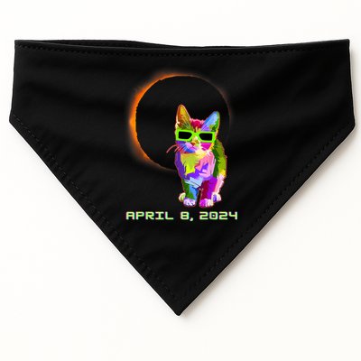 Solar Eclipse Cat Wearing Solar Eclipse Glasses USA-Made Doggie Bandana