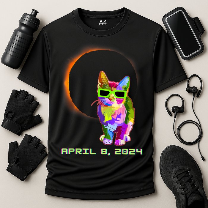 Solar Eclipse Cat Wearing Solar Eclipse Glasses Performance Shirt