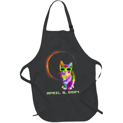 Solar Eclipse Cat Wearing Solar Eclipse Glasses Full-Length Apron With Pockets