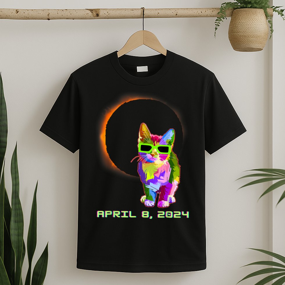 Solar Eclipse Cat Wearing Solar Eclipse Glasses T-Shirt