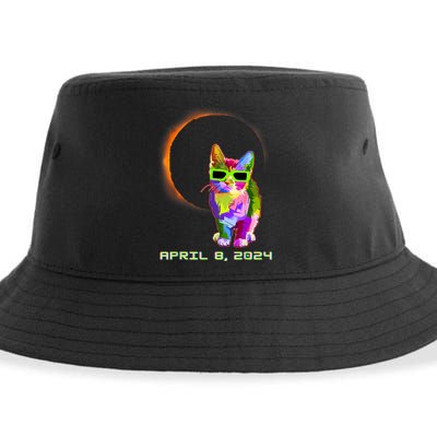 Solar Eclipse Cat Wearing Solar Eclipse Glasses Sustainable Bucket Hat