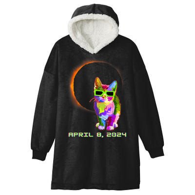 Solar Eclipse Cat Wearing Solar Eclipse Glasses Hooded Wearable Blanket