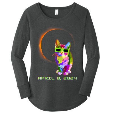 Solar Eclipse Cat Wearing Solar Eclipse Glasses Women's Perfect Tri Tunic Long Sleeve Shirt