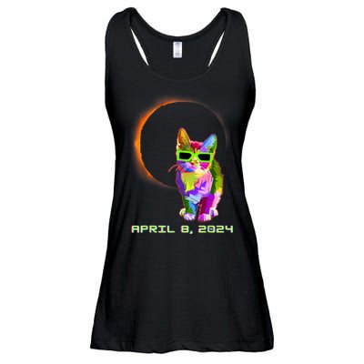 Solar Eclipse Cat Wearing Solar Eclipse Glasses Ladies Essential Flowy Tank