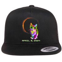 Solar Eclipse Cat Wearing Solar Eclipse Glasses Flatbill Hat