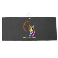 Solar Eclipse Cat Wearing Solar Eclipse Glasses Large Microfiber Waffle Golf Towel
