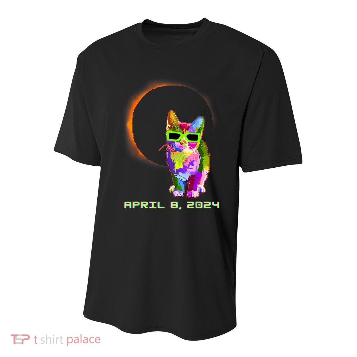 Solar Eclipse Cat Wearing Solar Eclipse Glasses Youth Performance Sprint T-Shirt