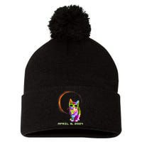 Solar Eclipse Cat Wearing Solar Eclipse Glasses Pom Pom 12in Knit Beanie