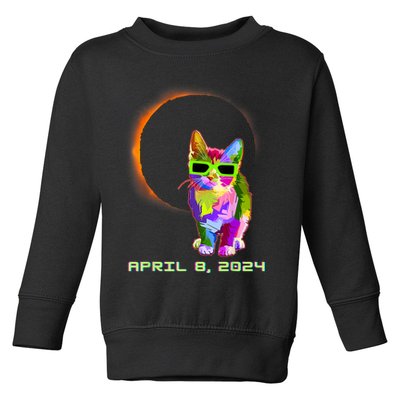 Solar Eclipse Cat Wearing Solar Eclipse Glasses Toddler Sweatshirt