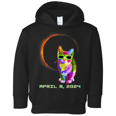 Solar Eclipse Cat Wearing Solar Eclipse Glasses Toddler Hoodie