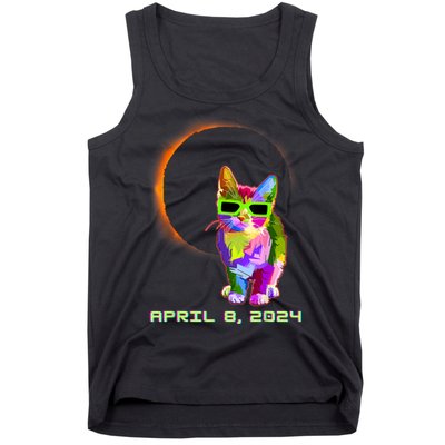 Solar Eclipse Cat Wearing Solar Eclipse Glasses Tank Top