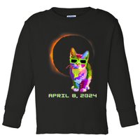Solar Eclipse Cat Wearing Solar Eclipse Glasses Toddler Long Sleeve Shirt