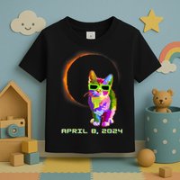 Solar Eclipse Cat Wearing Solar Eclipse Glasses Toddler T-Shirt