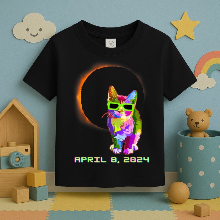 Solar Eclipse Cat Wearing Solar Eclipse Glasses Toddler T-Shirt