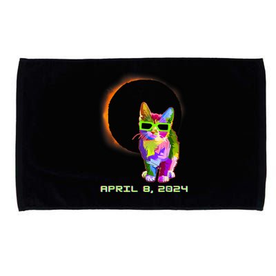 Solar Eclipse Cat Wearing Solar Eclipse Glasses Microfiber Hand Towel