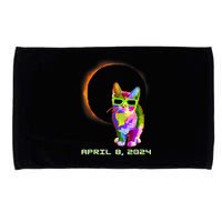 Solar Eclipse Cat Wearing Solar Eclipse Glasses Microfiber Hand Towel