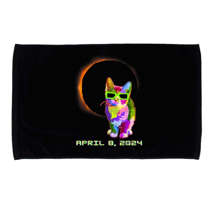 Solar Eclipse Cat Wearing Solar Eclipse Glasses Microfiber Hand Towel