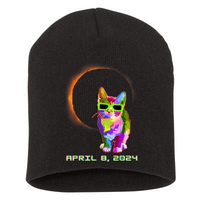 Solar Eclipse Cat Wearing Solar Eclipse Glasses Short Acrylic Beanie