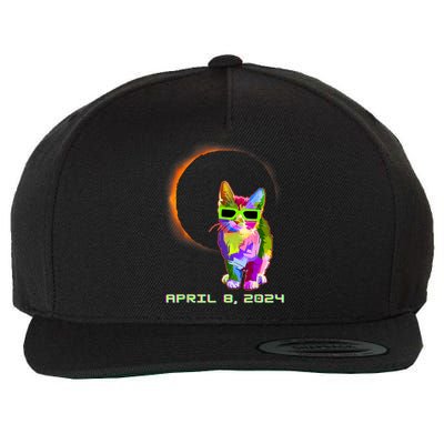 Solar Eclipse Cat Wearing Solar Eclipse Glasses Wool Snapback Cap