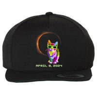 Solar Eclipse Cat Wearing Solar Eclipse Glasses Wool Snapback Cap