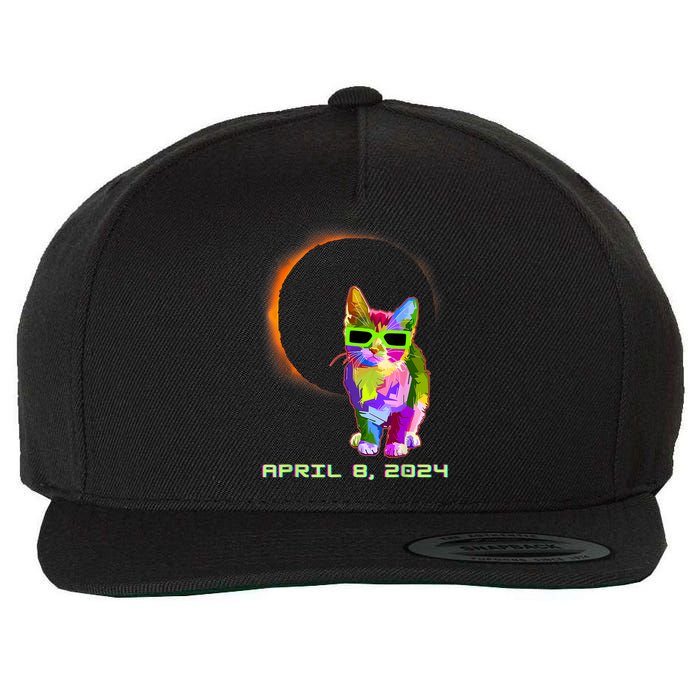 Solar Eclipse Cat Wearing Solar Eclipse Glasses Wool Snapback Cap
