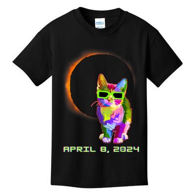 Solar Eclipse Cat Wearing Solar Eclipse Glasses Kids T-Shirt