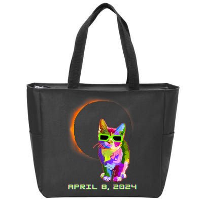 Solar Eclipse Cat Wearing Solar Eclipse Glasses Zip Tote Bag
