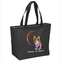 Solar Eclipse Cat Wearing Solar Eclipse Glasses Zip Tote Bag
