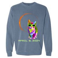 Solar Eclipse Cat Wearing Solar Eclipse Glasses Garment-Dyed Sweatshirt