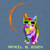Solar Eclipse Cat Wearing Solar Eclipse Glasses Garment-Dyed Sweatshirt